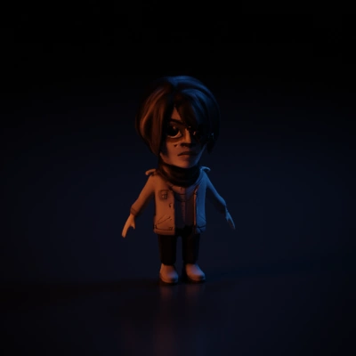 Human-like doll, styled in gothic attire.