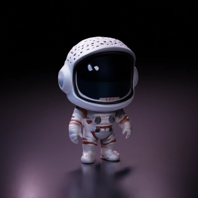 Cute Cartoon astronaut in a space suit, large helmet.