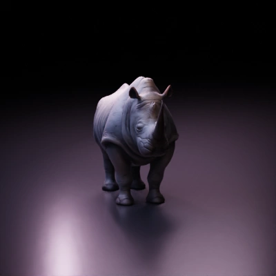 Rhino standing, detailed texture, realistic.