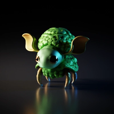 Alien creature, leafy and insect-like.