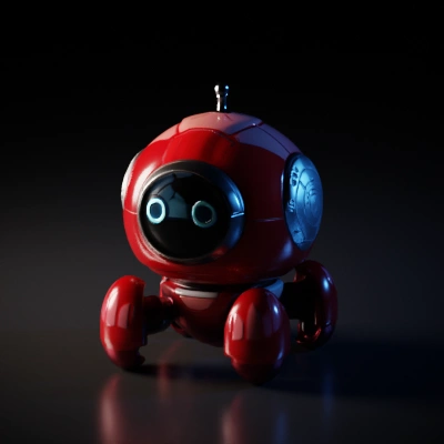 Round, futuristic robot with wheels.