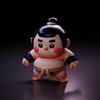 Sumo wrestler character in chibi style.