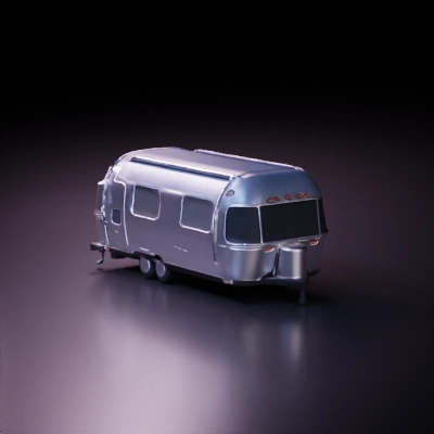 Streamlined travel trailer, retro design.