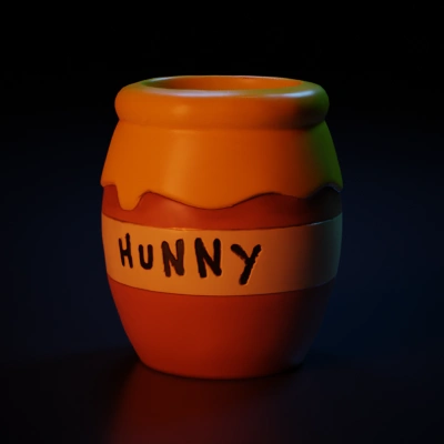 Hunny jar for holding honey.
