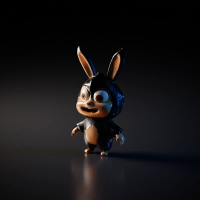 Cartoon rabbit, oversized eyes, whimsical design.