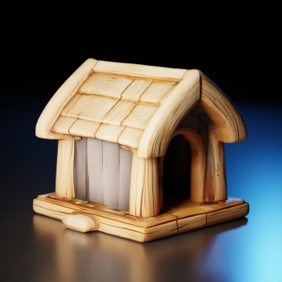 stylized, 3d pixar, dog house