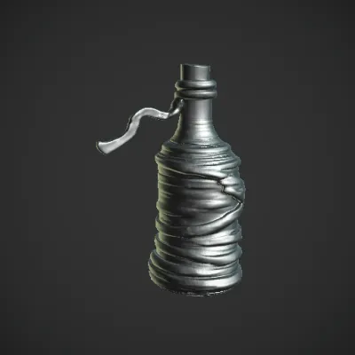 Knitted bottle cover, intricate texture, handcrafted. symmetric geometry, smooth edges, complex geometry.
