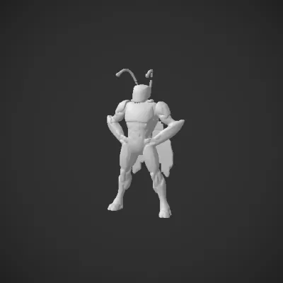 Armored humanoid robot, cape, insectoid backdrop. symmetric geometry,sharp edges,complex geometry,character