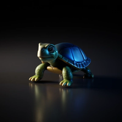 Cute cartoon turtle character with textured shell.