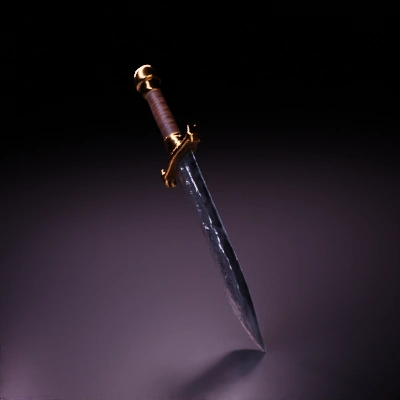 Ornate medieval dagger with engraved blade.