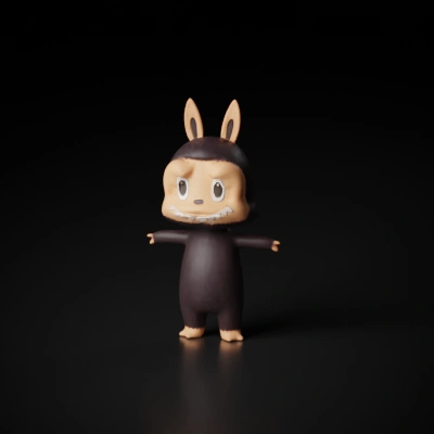 Stylized anthropomorphic animal figure, cartoonish.
