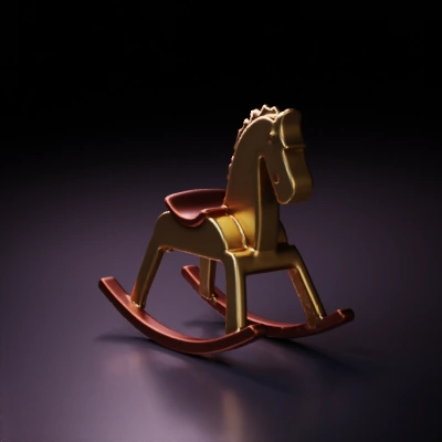 Wooden rocking horse, children's toy.