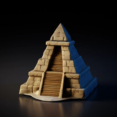 Ancient stone pyramid with central staircase.