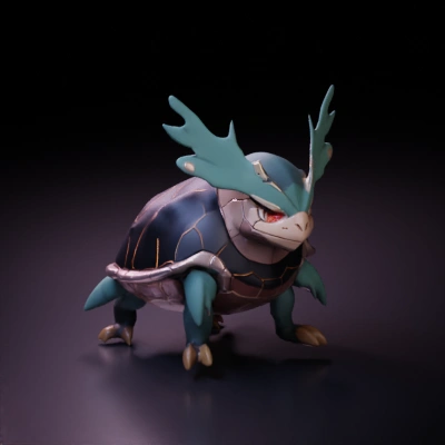 Reptile-inspired creature with armor-like shell and sharp features.