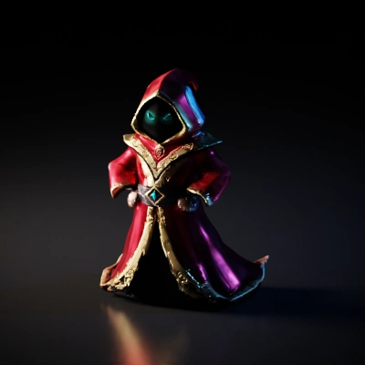 Hooded mage character, mystical appearance.