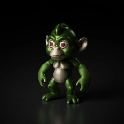 Cartoon monkey with large ears and expressive eyes.