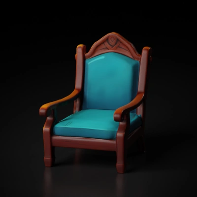 Wooden armchair with padded seat.