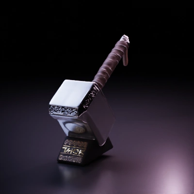 Mjolnir hammer with ornate designs, Norse mythology.