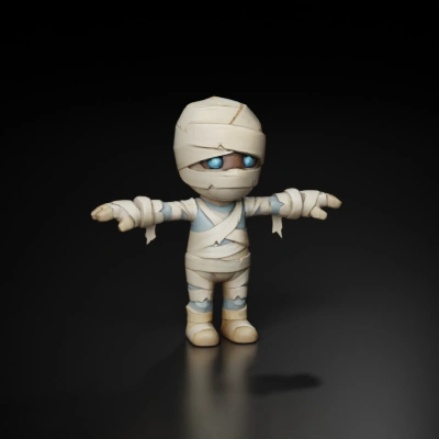 Cartoon mummy figure.