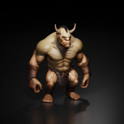 Muscular ogre-like creature with horns, menacing pose.