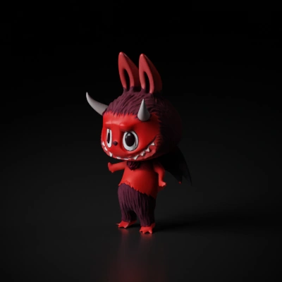 Cute red devil cartoon figurine.