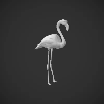 Flamingo standing in water. symmetric geometry, smooth edges, character.