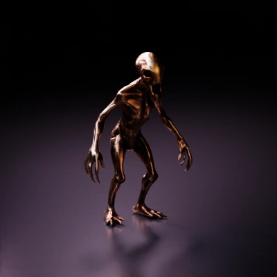 Terrifying humanoid creature, menacing look.