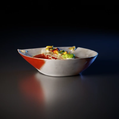 Gourmet dish with artistic plating.
