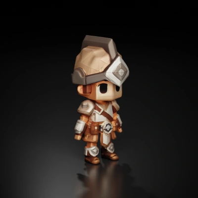 Medieval warrior in cartoon style, armored outfit.