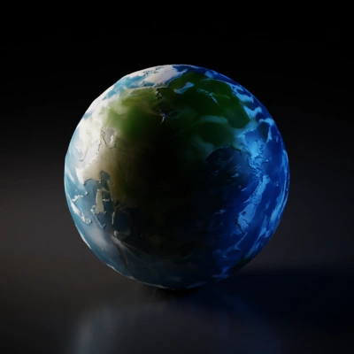 Planet Earth depiction with realistic surface details.