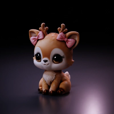 Cute deer with pink bows.