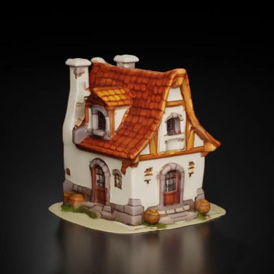 Rustic medieval house, classic architecture.