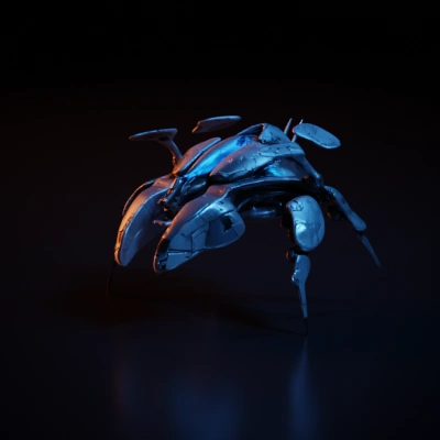 Futuristic alien spacecraft with advanced technology.