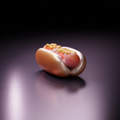 Hotdog with toppings.