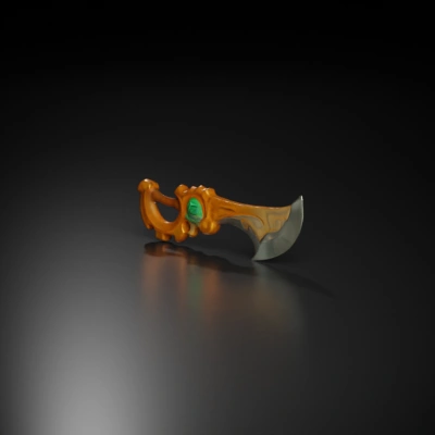 Fantasy-themed sword with intricate handle design.