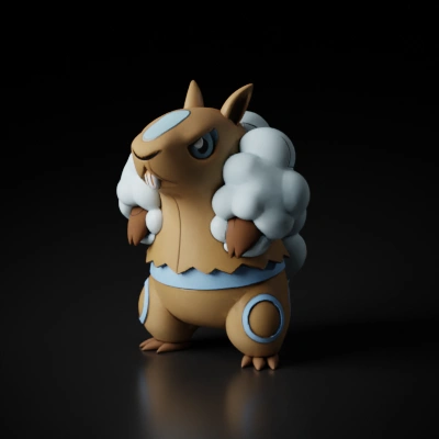 cartoon sheep with beaver-like teeth.