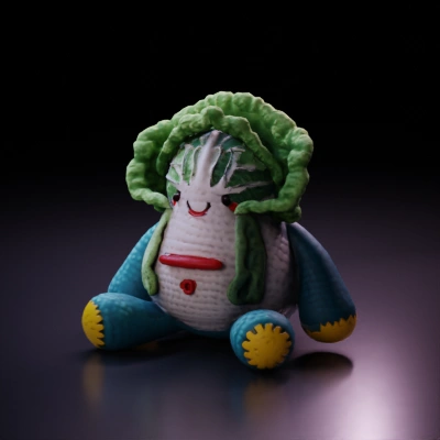 crocheted vegetable toy.