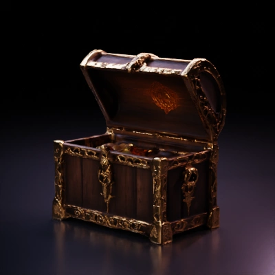 Treasure chest filled with gold and jewels.