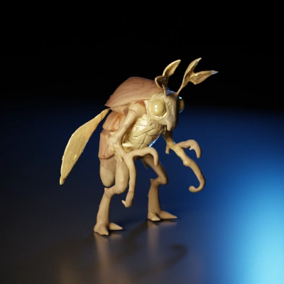Insectoid alien creature, humanoid with insect features.