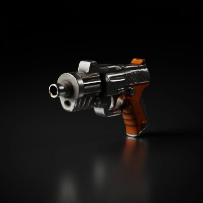 Futuristic handgun, sci-fi design.