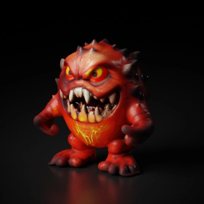 Round monster with large mouth and big eyes.