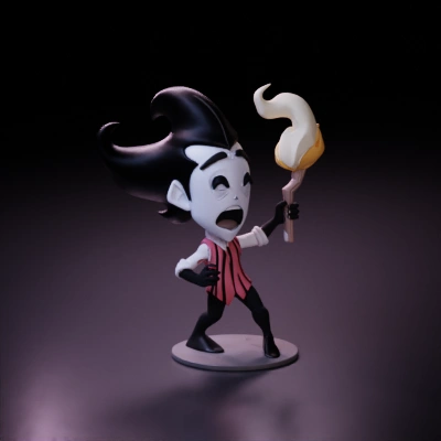 Cartoon boy holding a torch.