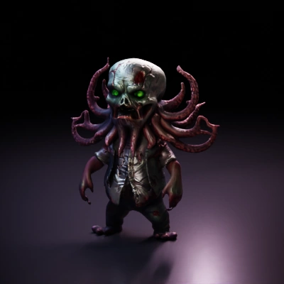 Undead humanoid with tentacles, torn clothes, glowing green eye.