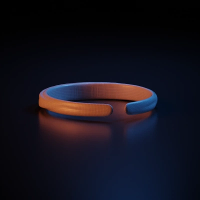 Futuristic bracelet with flowing design. symmetric geometry. smooth edges. simple geometry.