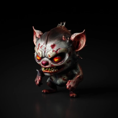 Infected monster, large ears, fierce and angry expression.
