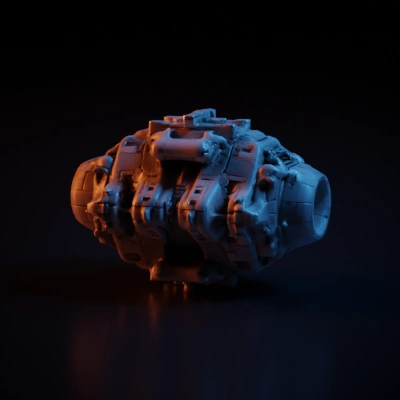 Futuristic spaceship, intricate mechanical details.