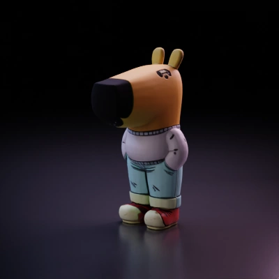 Cartoon character with animal features.