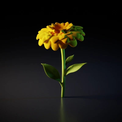 Flower with layered petals and green stem.