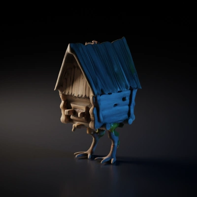 House on chicken legs, fairytale-inspired.