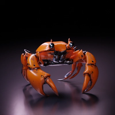 Mechanical crab with technologic enhancements, articulated limbs.